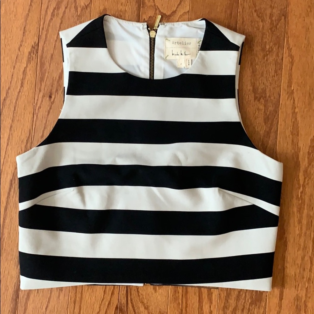 Nicole Miller Striped Crop Top Size P